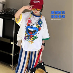 男童夏裝套裝2024新款兒童夏季短袖韓版中大童網紅炸街兩件套潮款