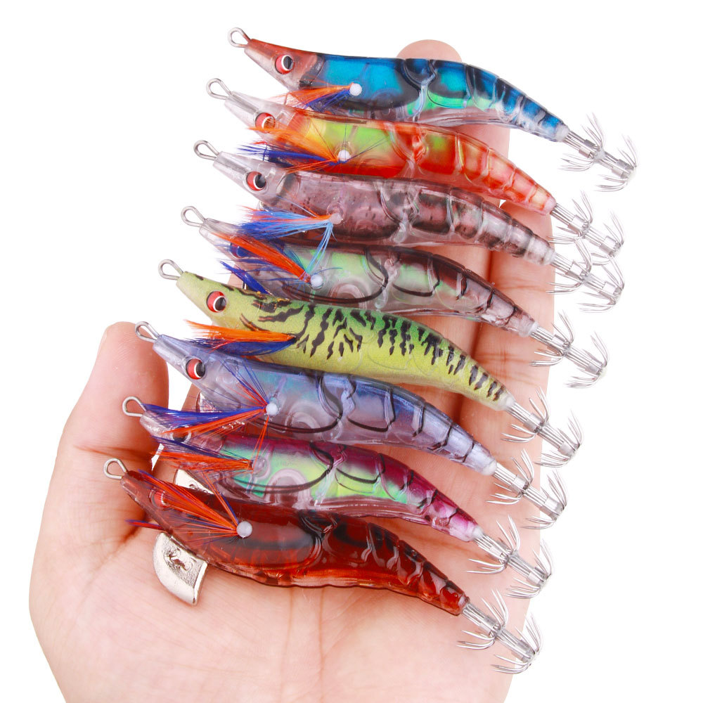 New Luya fake bait squid needle wood shrimp fake bait 2.5# slow sinking wood shrimp squid hook bionic bait sea fishing bait 2