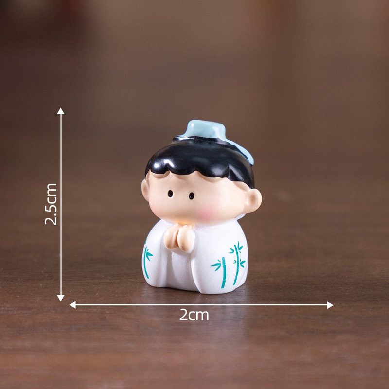 可爱孔子与梅兰竹菊四书童公仔 diy装饰品挂配件微景观桌面小摆件|undefined