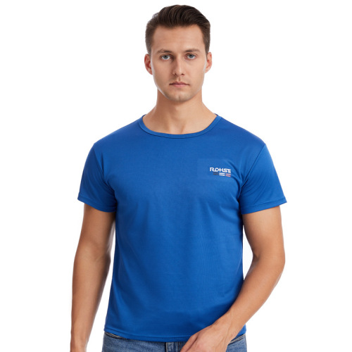 Men's Summer Thin Ice Silk Quick-Dry Short-Sleeve T-Shirt Loose Fitness Clothes Training Top Running Breathable