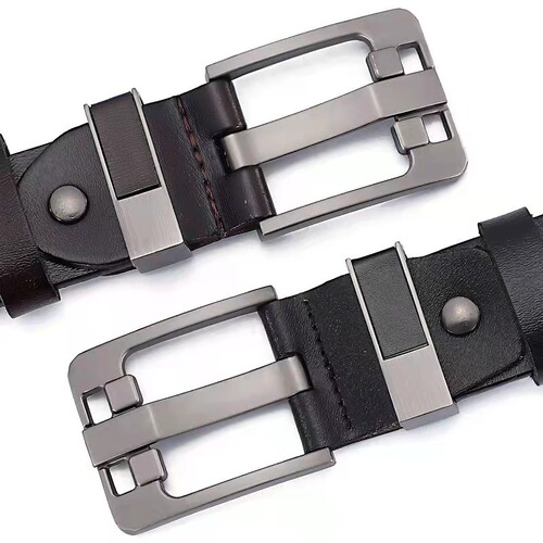 Men's Retro Leather Belt, Extended Size, Wide Pin-Clasp Design, Genuine Cowhide, Perforated Trouser Belt—Factory Direct Sales