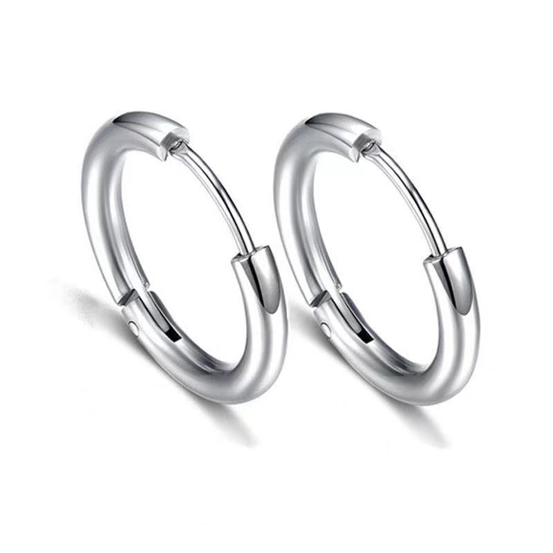 1 Piece Punk Simple Style Round Plating Stainless Steel Earrings display picture 2