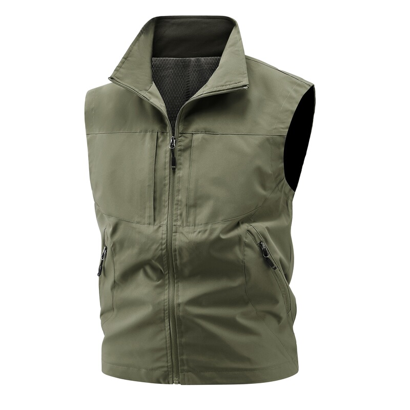 Cross-Border Wholesale Group Purchase Printed Vest Men's Casual Stand Collar Outdoor Vest Vest Middle-Aged Men Fishing Multi-Pocket Cross-Border Wholesale Group Purchase Printed Vest Men's Casual Stand Collar Outdoor Vest Vest Middle-Aged Men Fishing Multi-Pocket