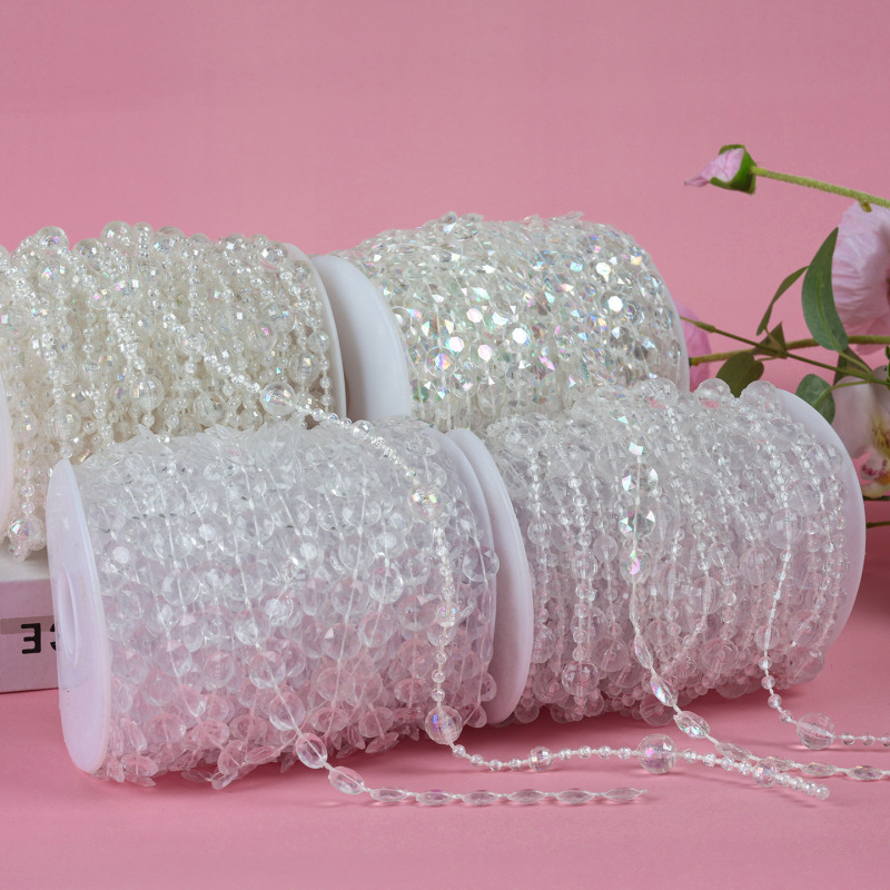 Acrylic wedding bead curtains, string curtains, plastic beads, multi-color wedding scene stage ceiling decoration, partition bead string accessories Acrylic wedding bead curtains, string curtains, plastic beads, multi-color wedding scene stage ceiling decoration, partition bead string accessories
