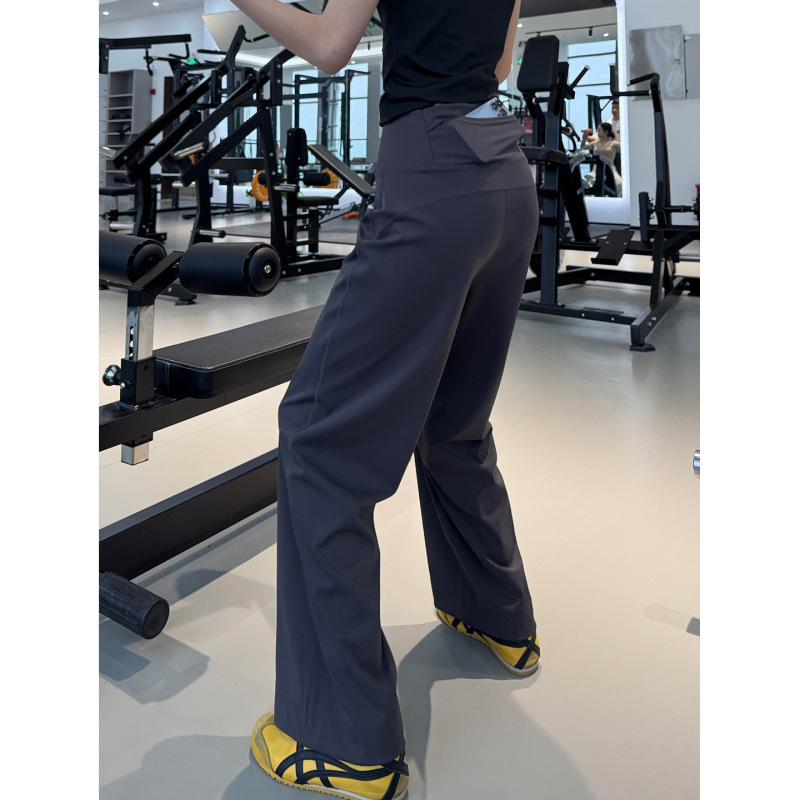 Navy Blue Quick-Dry Yoga Straight-Leg Pants for Women, New Summer Style, Loose Fit, Yoga Training, Fitness, Petite Size, Thin Sports Pants