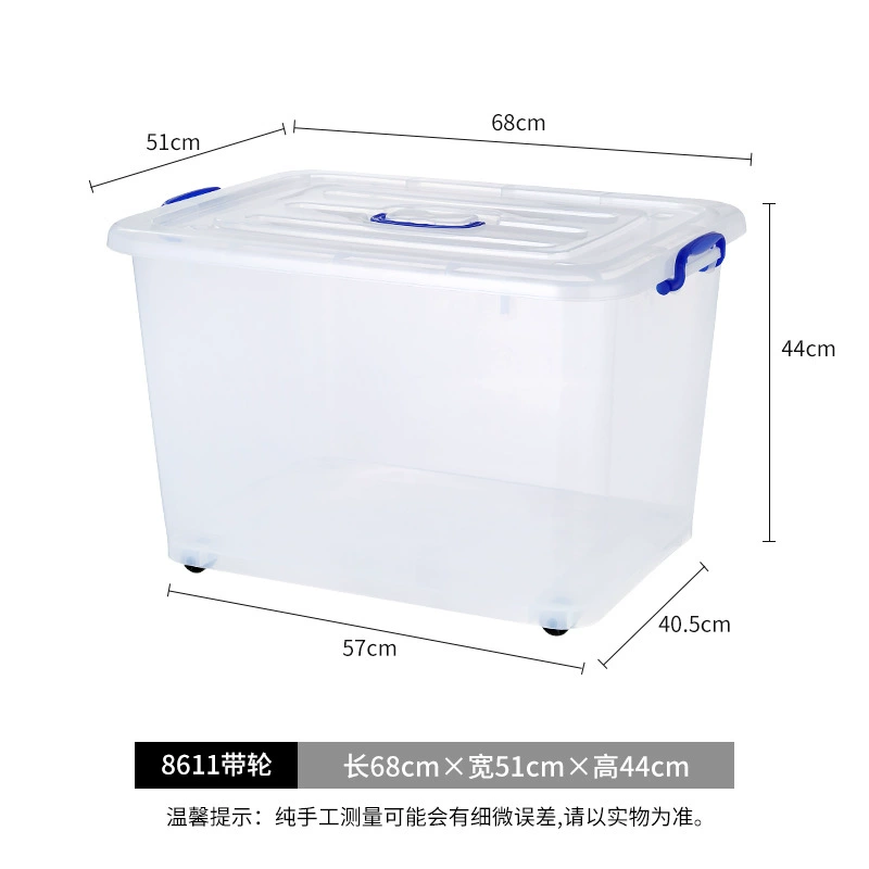 Transparent plastic storage box with lid and handles, stackable, multiple extra‑large sizes (cm)