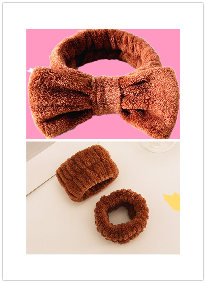 기계 스티치 활 헤어밴드 1 + 손목 2-다크 카레 색상 (3 세트)(20*12*3.5cm 62g)