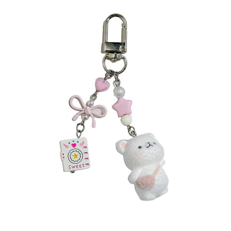 [Little Bear Goes to School] クリエイティブノートブック植毛クマバッグペンダント車のキーホルダー小動物携帯電話ペンダント|undefined