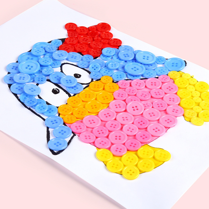 子供ボタンカラー樹脂ボタン幼稚園創意手作り材料diy貼り付け絵ボタン花|undefined