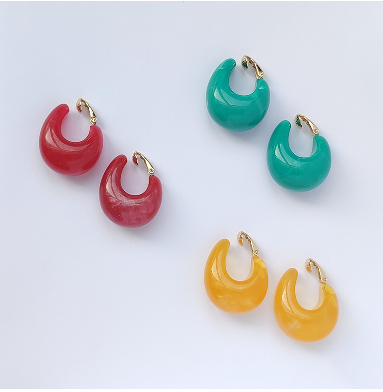 Retro Water Droplets Resin Plating Women's Ear Clips 1 Pair display picture 3