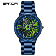 三達新款鋼帶手錶簡約創意鏤空旋轉360度石英表男士休閒防水手錶