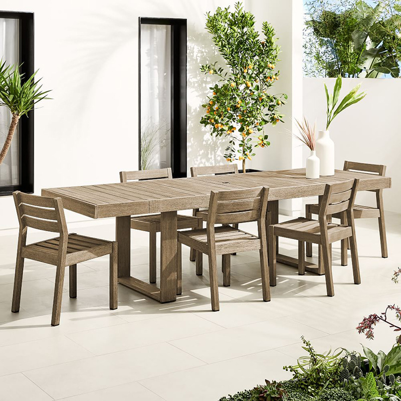 Conjunto de mesa y sillas de teca para exteriores, para patio, terraza de villa, jardín, resistente al agua y a los rayos UV, conjunto de banco de madera maciza.