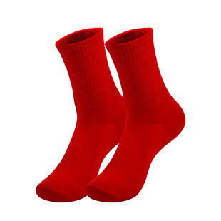 Benmingnian trend women socks solid color cotton New Year red cotton socks autumn and winter tube socks men's red socks wholesale