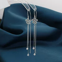 Новые серьги из стерлингового серебра S925 с цветочной кисточкой средней длины, простые корейские элегантные летние маленькие свежие серьги для похудения
