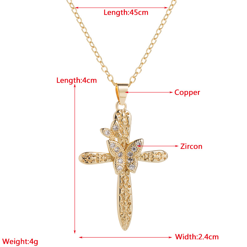 Fashion Copper-Plated Gold Inlaid Color Zircon Pendant Ornaments Necklace