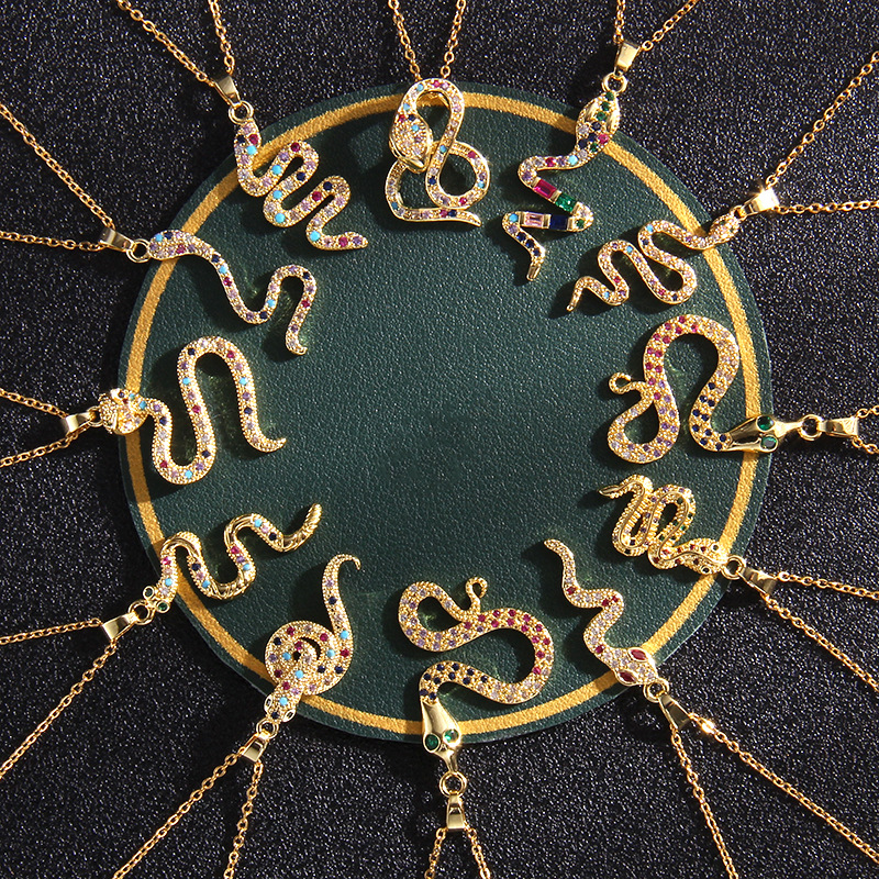 跨境爆款蛇形项链吊坠女复古嘻哈欧美热销ins风 锆石饰品首饰批发