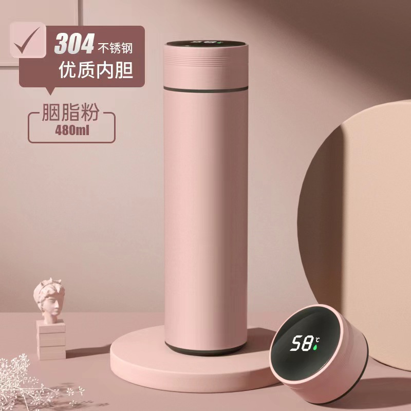 Negocio de acero inoxidable inteligente taza de aislamiento térmico Oficina taza recta hombres y mujeres publicidad regalo taza de agua personalización al por mayor