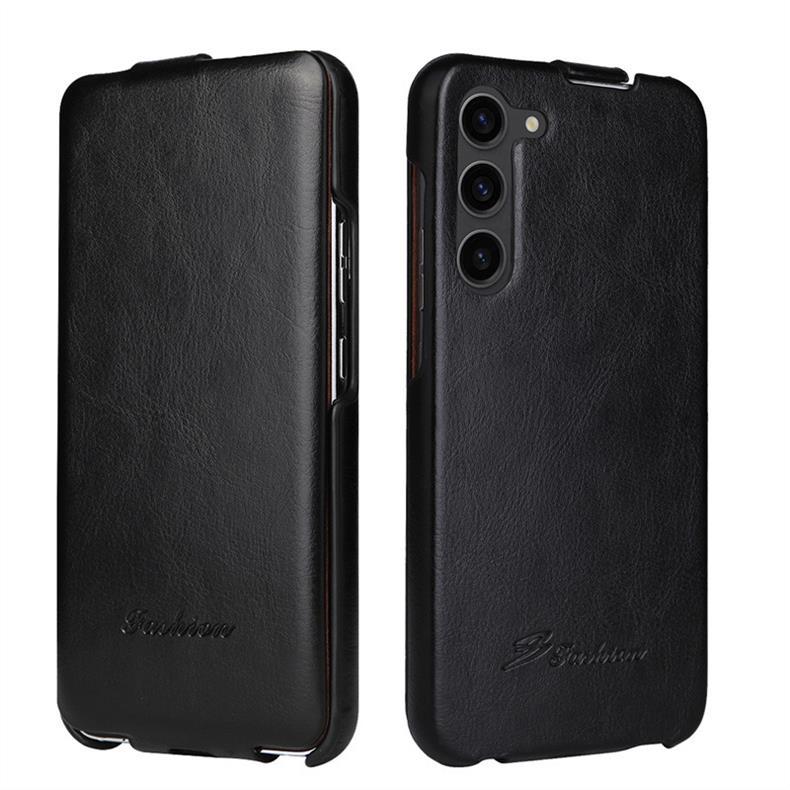适用iPhone17 Air疯马纹上下翻盖手机皮套S26Plus保护套超薄商务
