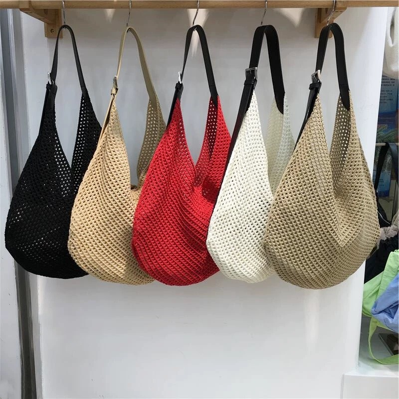 2026 New Niche Ins-Style Blogger's Same Style Hollow-Out Patchwork Woven Bag Summer Casual Vacation Beach Bag