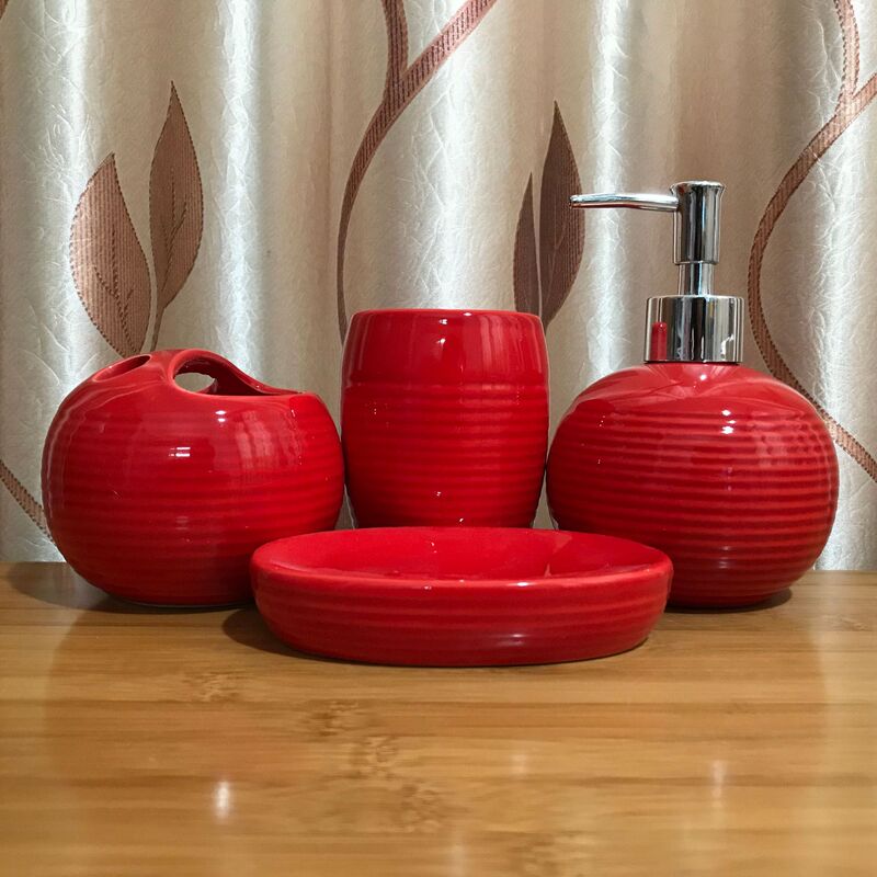 [Special Offer] Chaoan Small Crafts Ceramic Bathroom Set New Free Shipping Bathroom Supplies Four-piece Simple Time