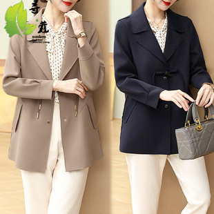 Mother's coat foreign-style noble spring 2024 new middle-aged spring and autumn plus size coat middle-aged suit windbreaker women