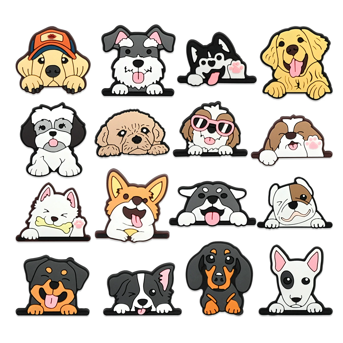 Креативные новые мультяшные сабо в форме щенка, цветочная пряжка для обуви, мягкие резиновые съемные украшения для обуви своими руками