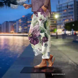 2025亚马逊独立站新款气质通勤3D数码印花简约休闲裤可印花型