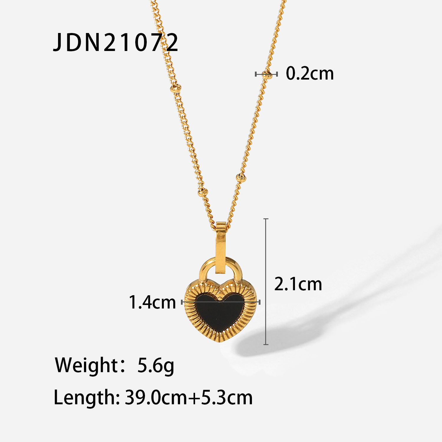 New Style stainless steel 18K Gold Plated Double-Sided Heart-Shaped Small Lock Pendant Necklace