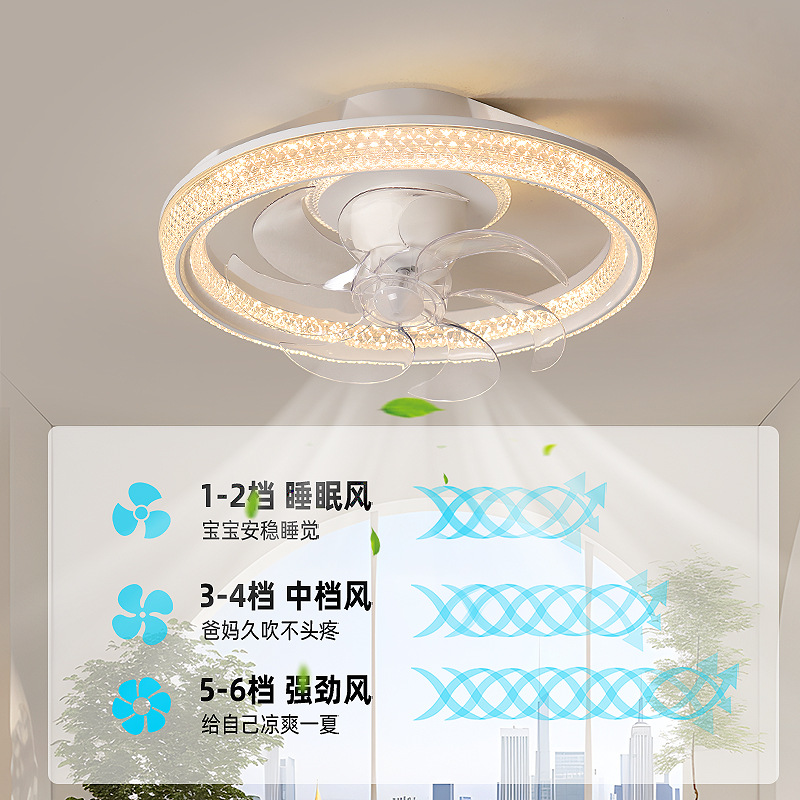 [Selección estricta] lámpara de ventilador 2025 nuevo estilo simple y moderno 360 grados sacude la cabeza de viento crema cama principal lámpara de techo