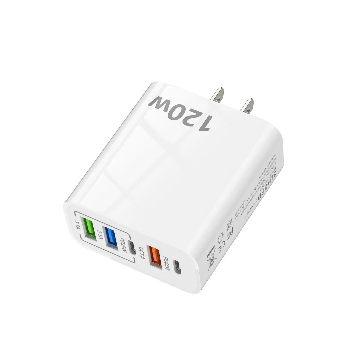 120W Çoklu Port Şarj Cihazı 3USB+2PD Hızlı Şarj Başlığı US/EU/UK Standartları Çok Fonksiyonlu Şarj Adaptörü