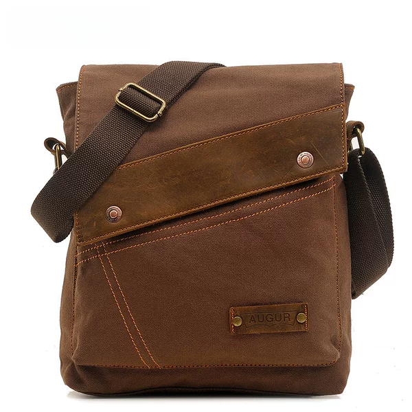 AUGUR new men's canvas bag men's and women's vertical messenger bag shoulder bag European and American retro cross-border supply