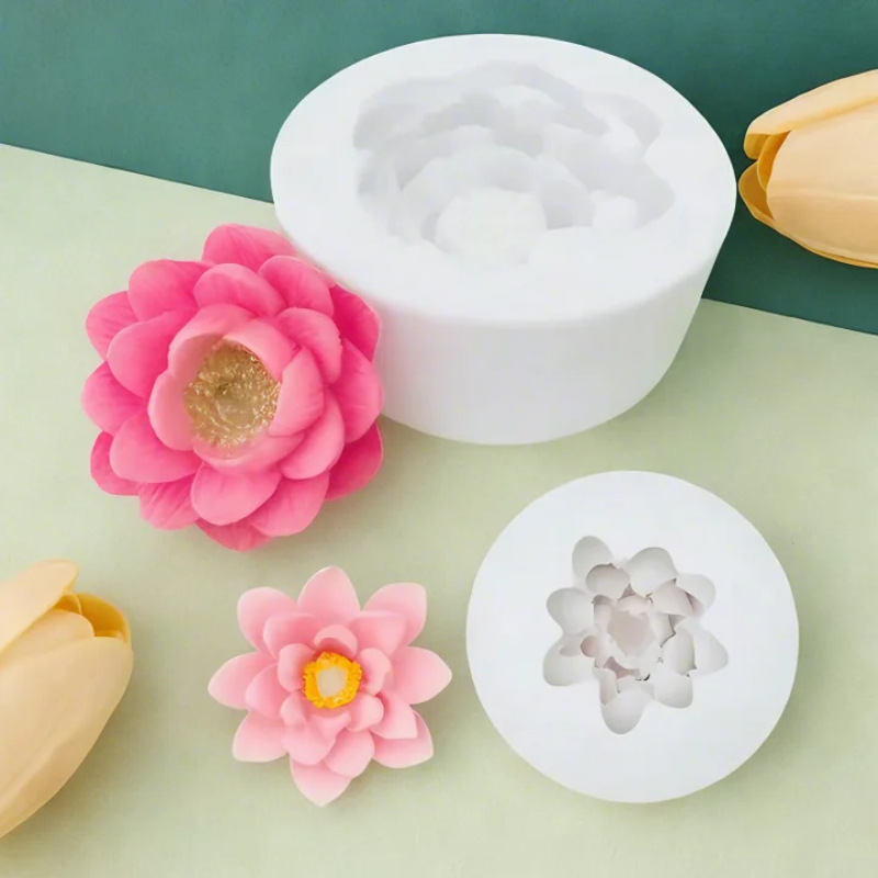 大きさ立体蓮の花の形DIYチョコレートケーキのシリカゲル金型装飾定型焙煎ツール|undefined