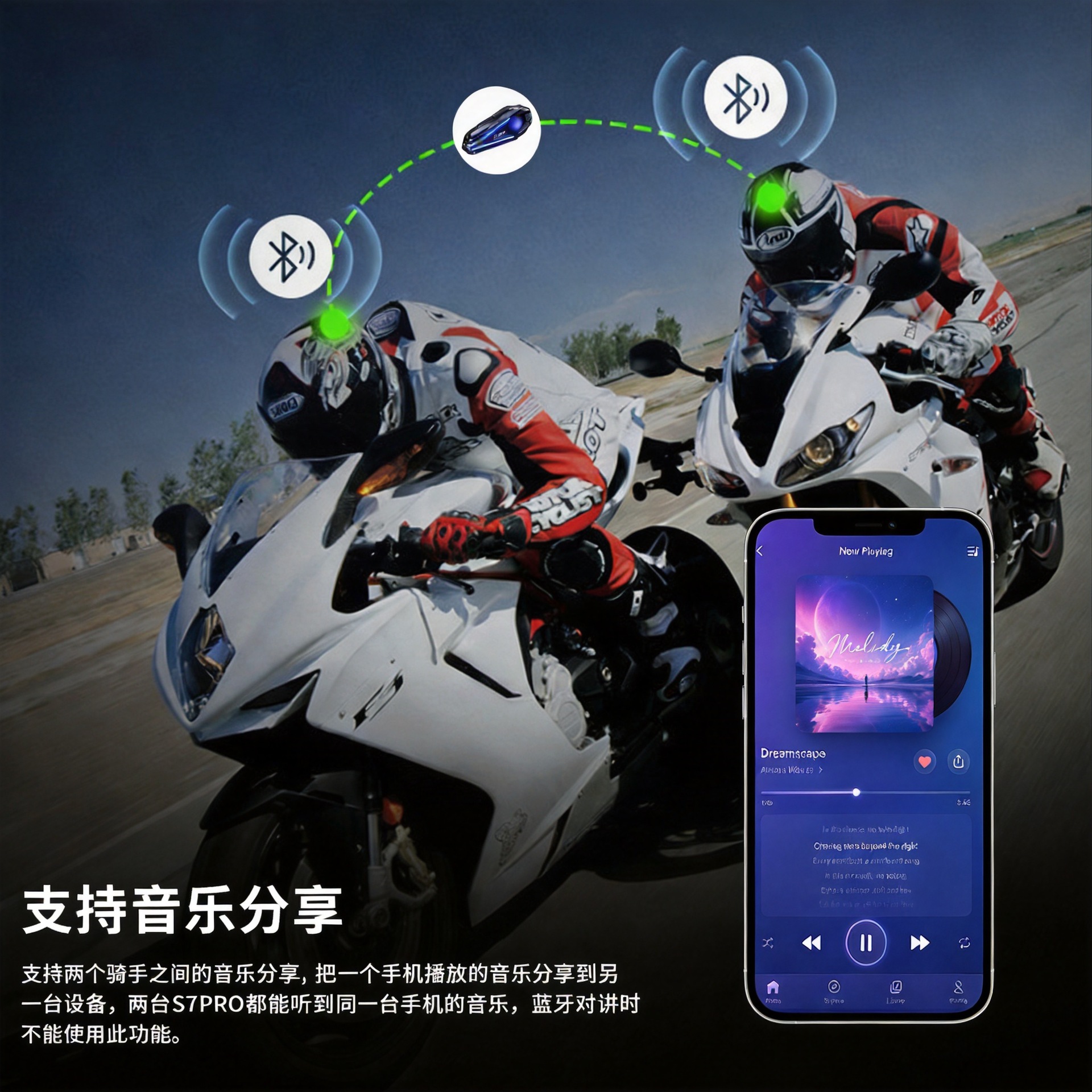 Manufacturer wholesale cross-border s7pro dual intercom motorcycle helmet Bluetooth headset, waterproof, specifically for delivery riders