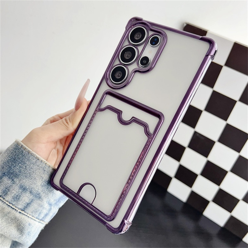 電気メッキカードホルダーは、Samsung SamsungS25 Apple iPhone 16 携帯電話ケース A56 グリッター粉末細穴カードに適しています。|undefined