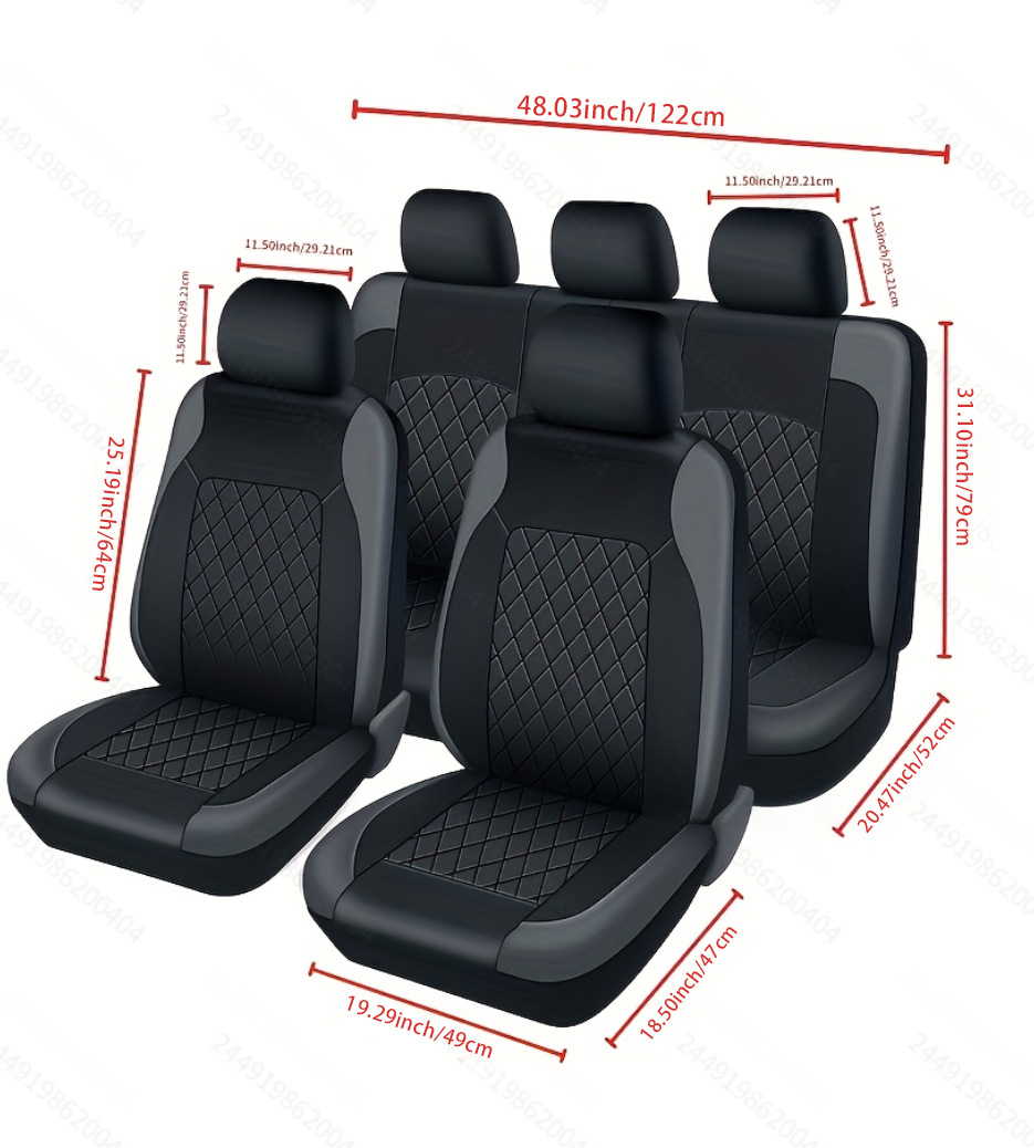 Universal seat covers from the manufacturer, leather style, suitable for all seasons, with a triangular grid pattern, sandwich construction, full coverage car seat cushion