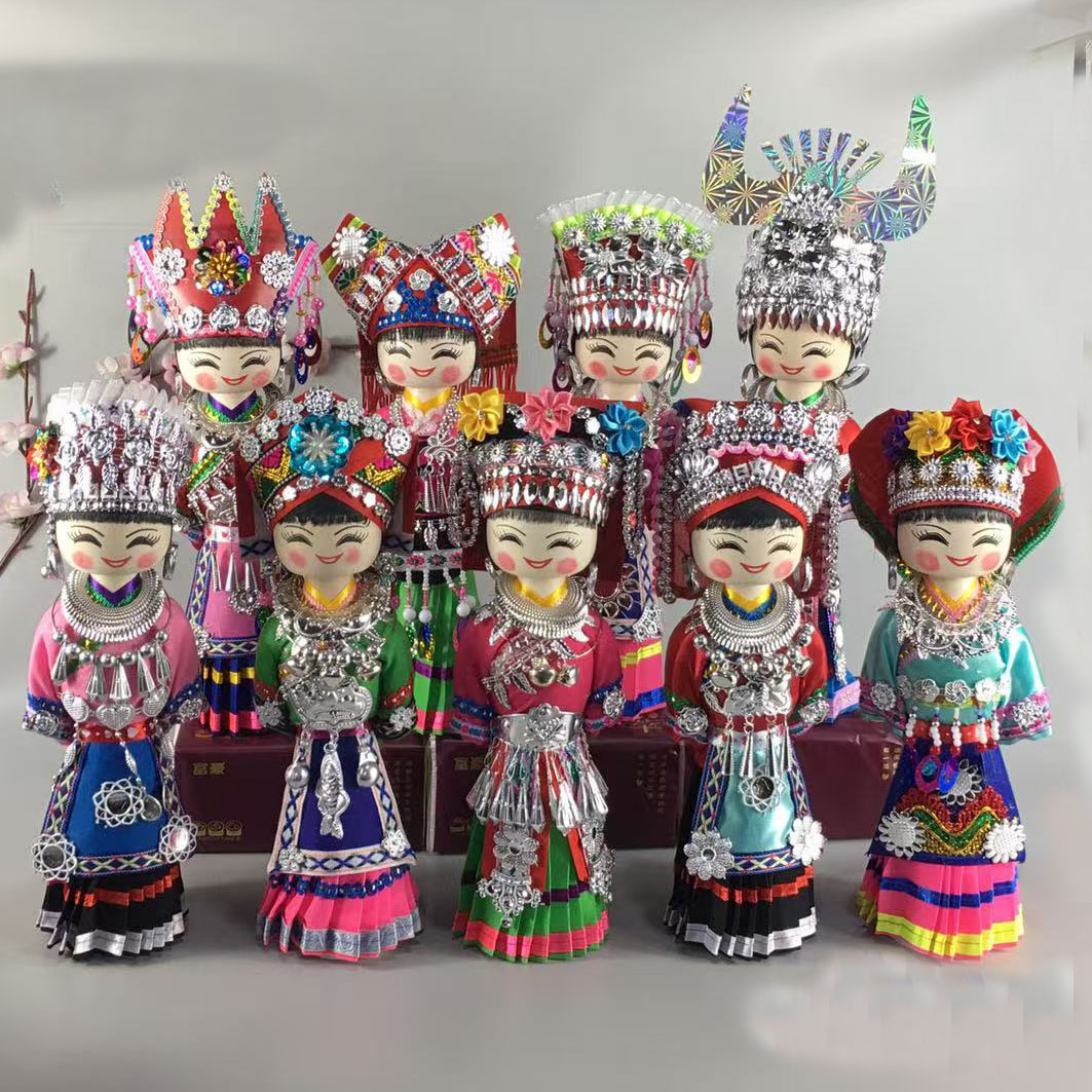 cartoon ethnic big wooden rag doll