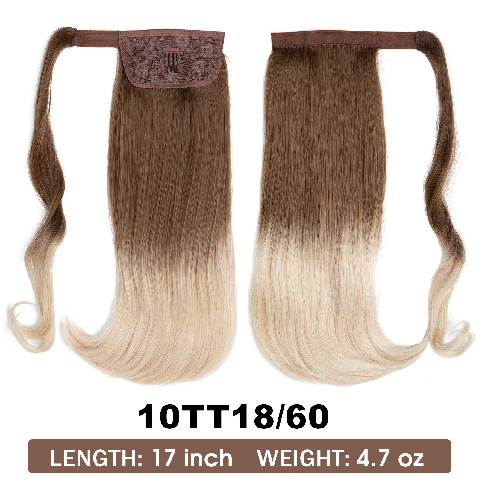 Synthetic hair long straight hair elastic Velcro synthetic fiber wig ponytail braid_voghion.com