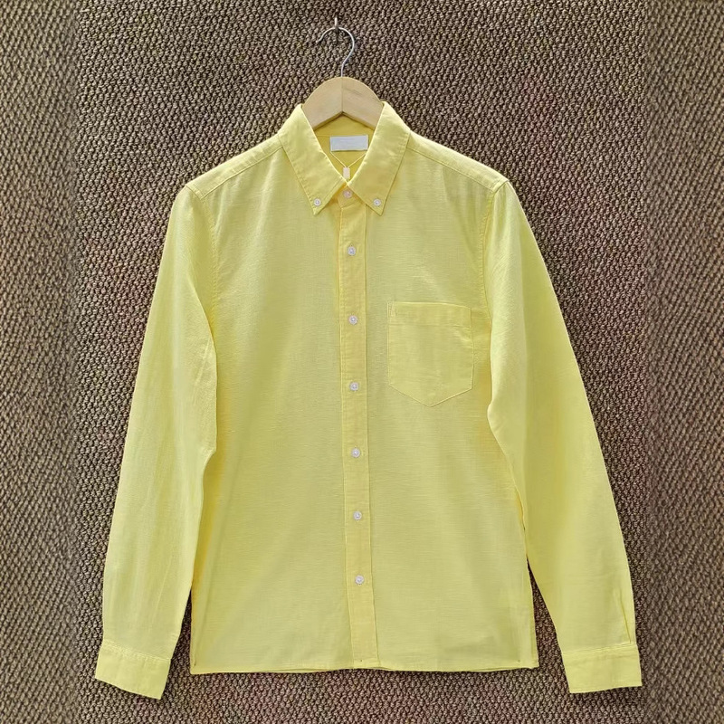 Fg Crocodile Pure Color Shirt Casual Classic Linen Long-Sleeved Sunscreen 2025 Spring & Fall Fashion Versatile One-Piece Drop Shipping