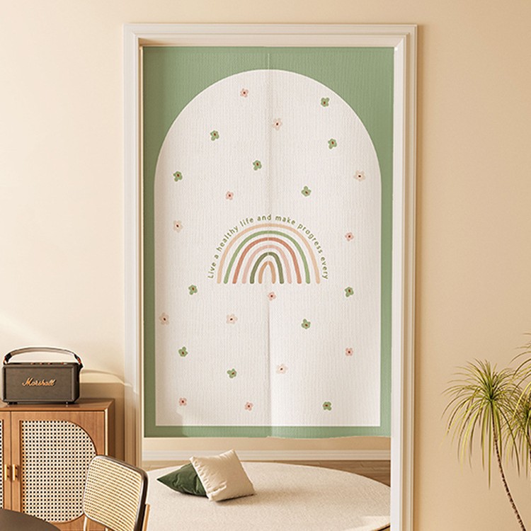 Light Luxury Cream Style Door Curtain Partition Curtain for Home Bedroom Half Curtain Toilet Kitchen No-Drill Hanging Curtain Blocking Curtain Half Curtain