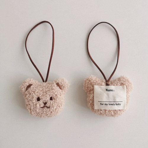 Korean ins style bear head name tag doll school bag pendant kindergarten baby child name hanging doll pendant