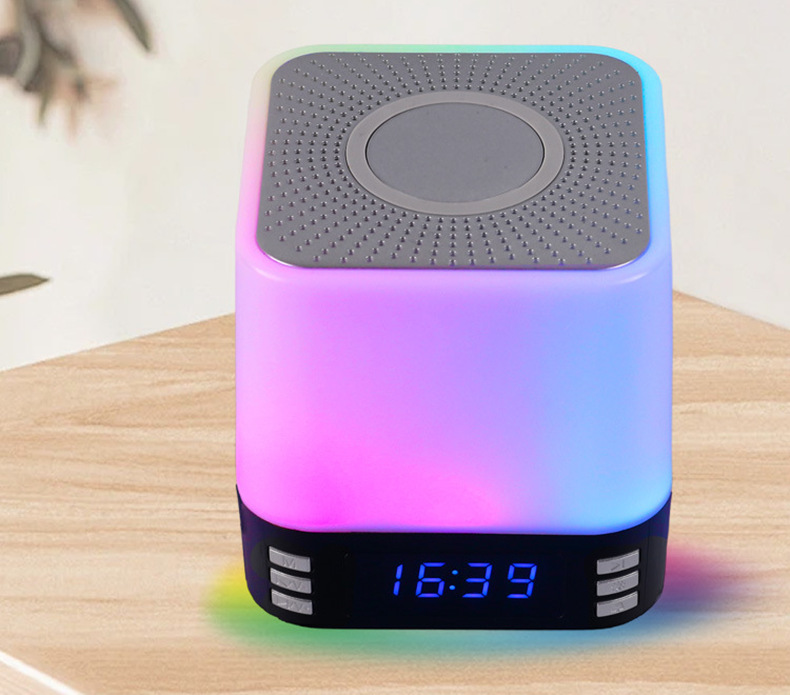 Bluetooth Speaker Alarm Clock With Wireless Charger And Light_voghion.com