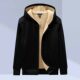 Winter fleece-lined Thickened Hooded Cardigan Sweater Men's New Fashionable All-match Warm Lamb Velvet Jacket Men's Cotton-padded Clothes