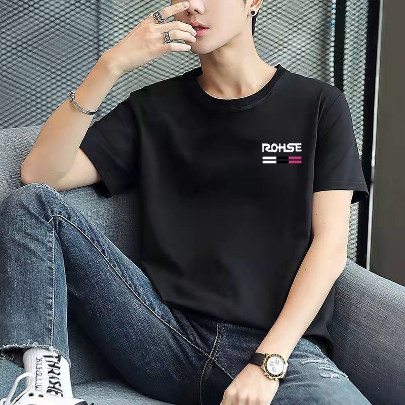 Camiseta de calidad de moda corta letra delgada manga corta Camiseta cuello redondo de los hombres de moda todo partido casual Top ropa de los hombres t