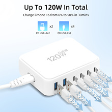 跨境新款120W氮化镓多口充电器6口快充充电排插厂家直批