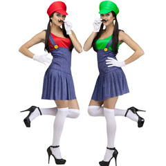 萬聖節服裝女成人瑪麗演出服 馬里奧衣服女短裙舞台動漫遊戲制服