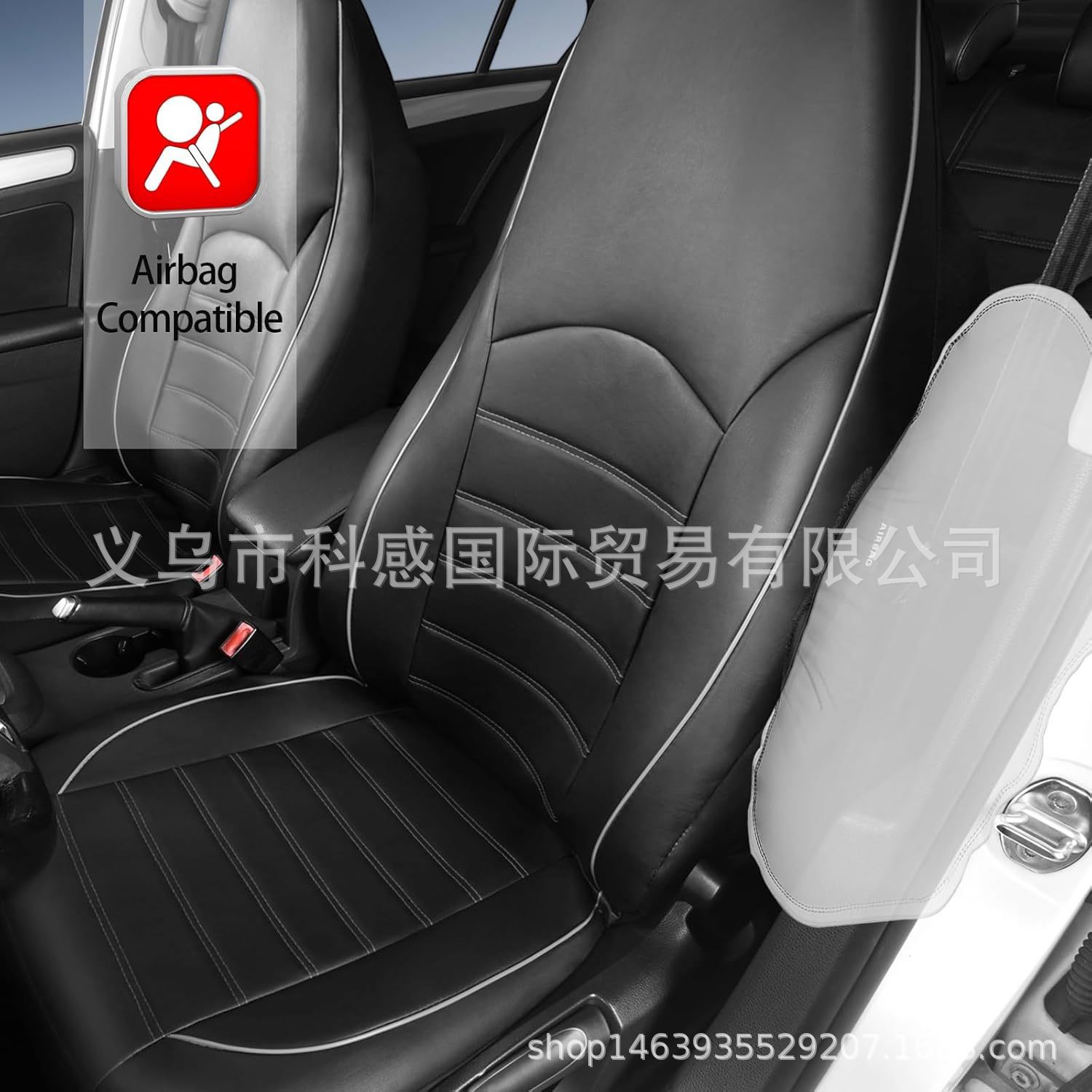 Cross-border best-selling PU leather double-stitch high-back pull-strap universal car seat cover for Amazon, Temu, and Mercado Libre