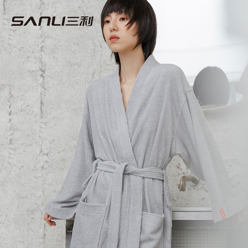 Sanli towel cotton bathrobe autumn and winter couple bathrobe long cotton adult bathrobe absorbent nightgown bathrobe wholesale