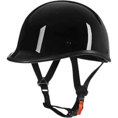 Motosiklet kaskı (dəbilqə) — 3C certified American retro half helmet - glossy-black-s5354cm
