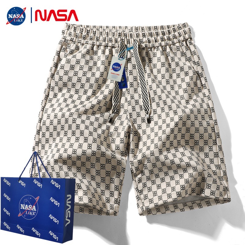 NASA夏季高端沙滩裤男士潮牌运动冰爽高弹五分裤耐磨休闲男短裤