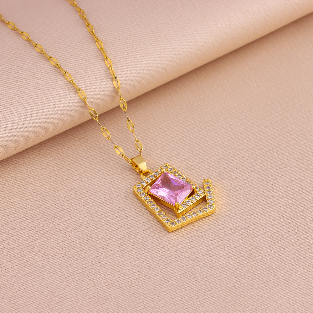 Sieradenset van verguld titaniumstaal met zirkonia voor dames_voghion.com